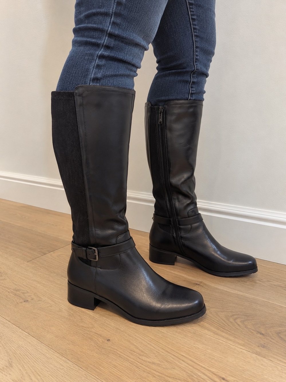 NWT Blondo Classic Black Leather Knee-High Riding Boots